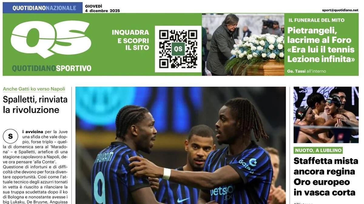 "Riecco Thuram, doppio Marcus e l'Inter sorride. Dea al massimo", la prima pagina del Quotidiano Sportivo