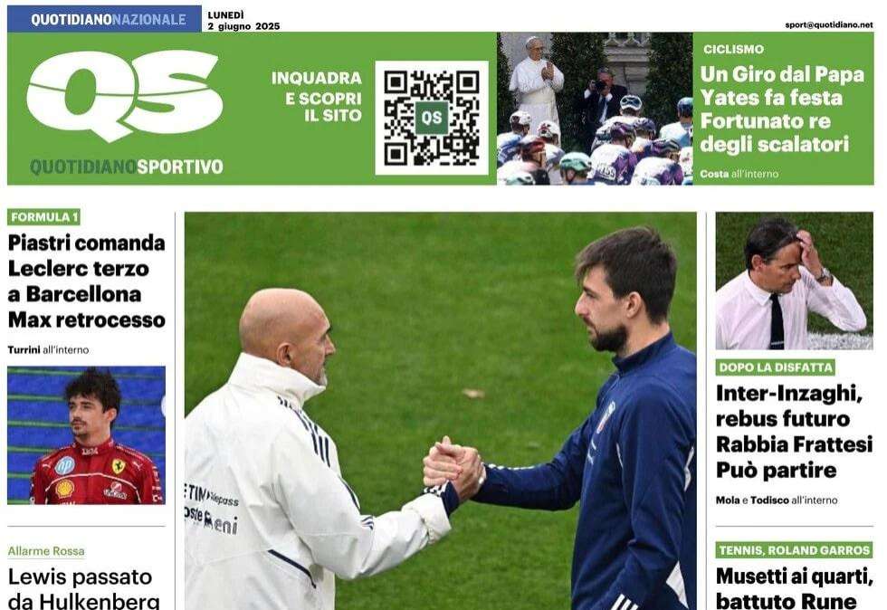 Acerbi e il ct, caso Nazionale. La prima pagina del QS - Quotidiano Sportivo