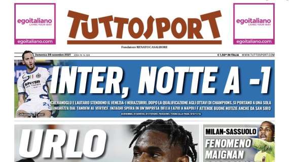 Tuttosport in prima pagina: "Inter, notte a -1"