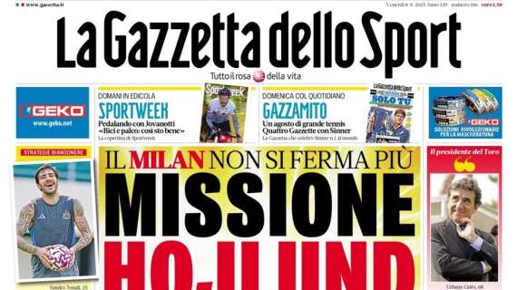 "Basta tensioni, l'Inter ritrova Calha": la prima pagina de La Gazzetta dello Sport