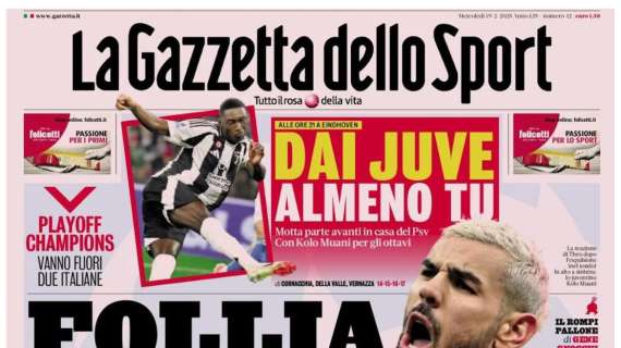 Thuram a rischio per il Genoa. La prima pagina della Gazzetta dello Sport