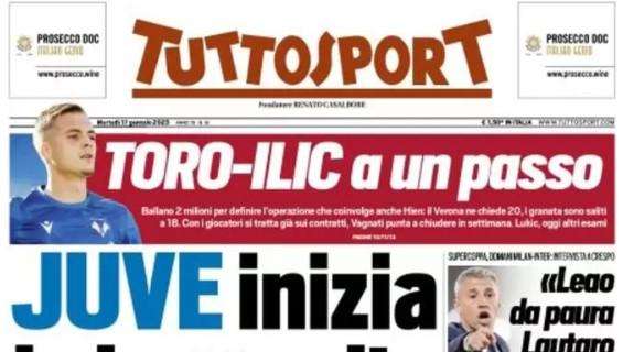 La prima pagina di Tuttosport: "Parla Crespo: la vedo così, Lautaro nel cuore"