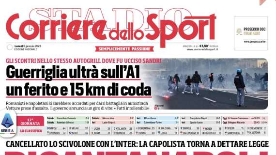L'apertura del Corriere dello Sport: "RicantaNapoli, Spalletti risale a +7"