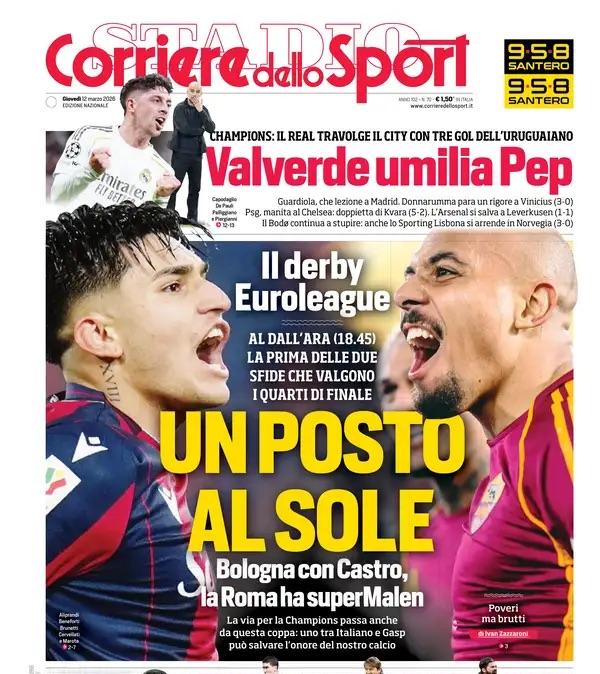 "Inter, Alisson o Vicario. Sommer ai saluti, il sostituto arriverà dalla Premier", la prima pagina del Corriere dello Sport