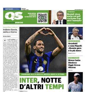 La prima pagina del QS - Quotidiano Sportivo: "Inter, notte d'altri tempi"