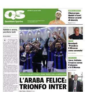 La prima pagina del Qs: "L'araba felice, trionfo Inter"