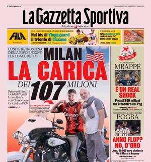 La Gazzetta in apertura: "Inter, i pezzi mancanti". Toloi nome nuovo per la difesa