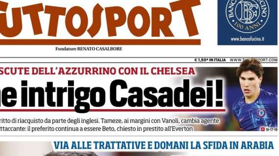 "Intrigo Casadei", la prima pagina di Tuttoport sull'ex talento dell'Inter