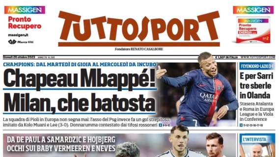 La prima pagina di Tuttosport: "Veleni Inter e fischietti per Lukaku a San Siro"