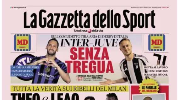 "Inter-Juventus, senza tregua": la prima pagina dell'edizione odierna di Gazzetta dello Sport