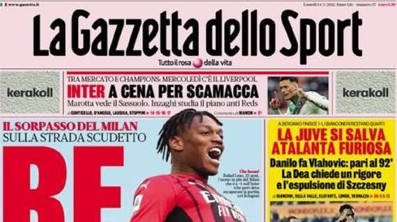 La prima pagina de La Gazzetta dello Sport: "Inter a cena per Scamacca"