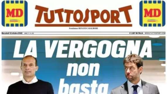 Tuttosport in taglio basso: "Barcellona-Inter, alta tensione". Juve, che vergogna