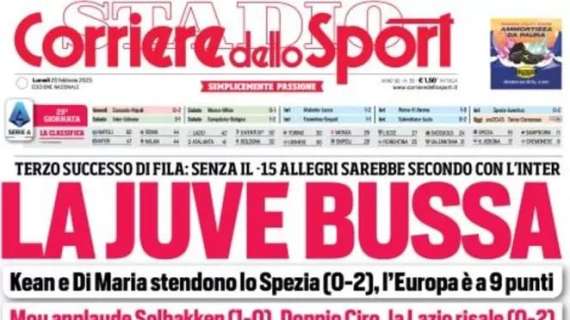 L'apertura del Corriere dello Sport: "Juve, senza penalizzazione sarebbe seconda con l'inter"