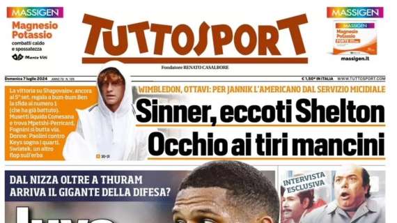 "Ciao Buongiorno: il difensore ai dettagli con il Napoli": la prima pagina di Tuttoport