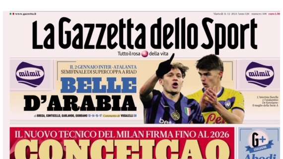 Inter e Atalanta belle d'Arabia, Mou va all'attacco. Le prime pagine del 31 dicembre