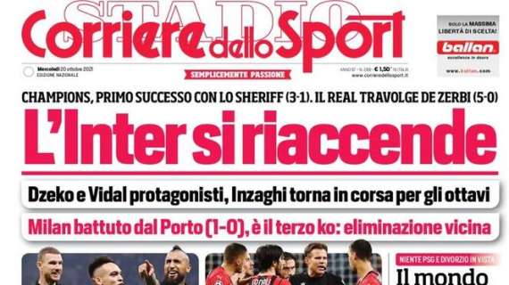 L'apertura del Corriere dello Sport: "L'Inter si riaccende"