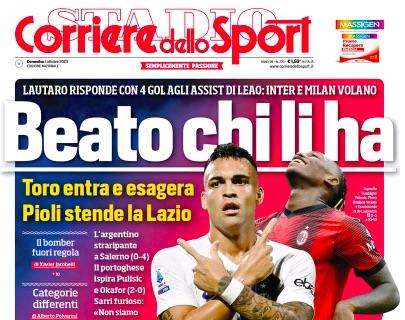 L'apertura del Corriere dello Sport è su Lautaro e Leao: "Beato chi li ha"