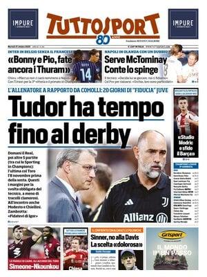 "Inter in Belgio senza il francese, con l'Union per il primato", la prima pagina di TuttoSport