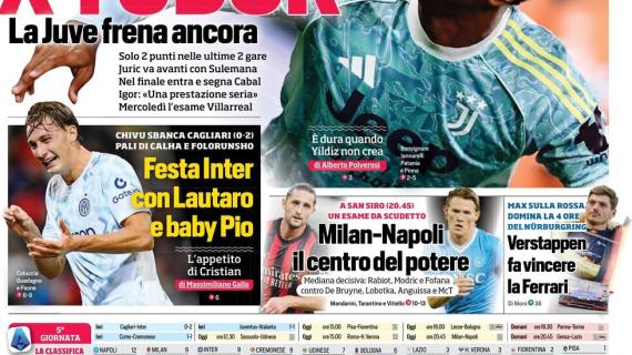 "Chivu sbanca Cagliari. Festa Inter con Lautaro e baby Pio": la prima pagina del Corriere dello Sport