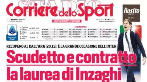 L'apertura del Corriere dello Sport: "Inzaghi, rinnovo e sorpasso"