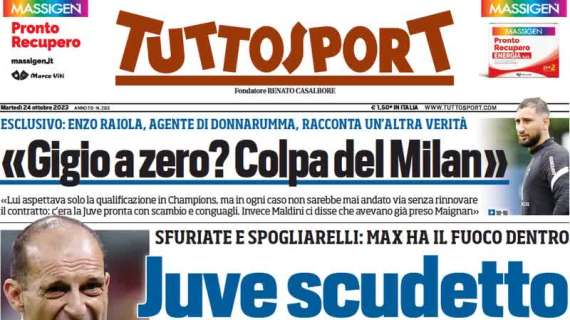 La prima pagina di Tuttosport: "Inter e Napoli, gli ottavi vi aspettano"