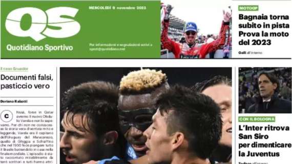 Il QS in apertura: "Napoli, è già mezzo Scudetto. L'Inter vuole dimenticare la Juve"