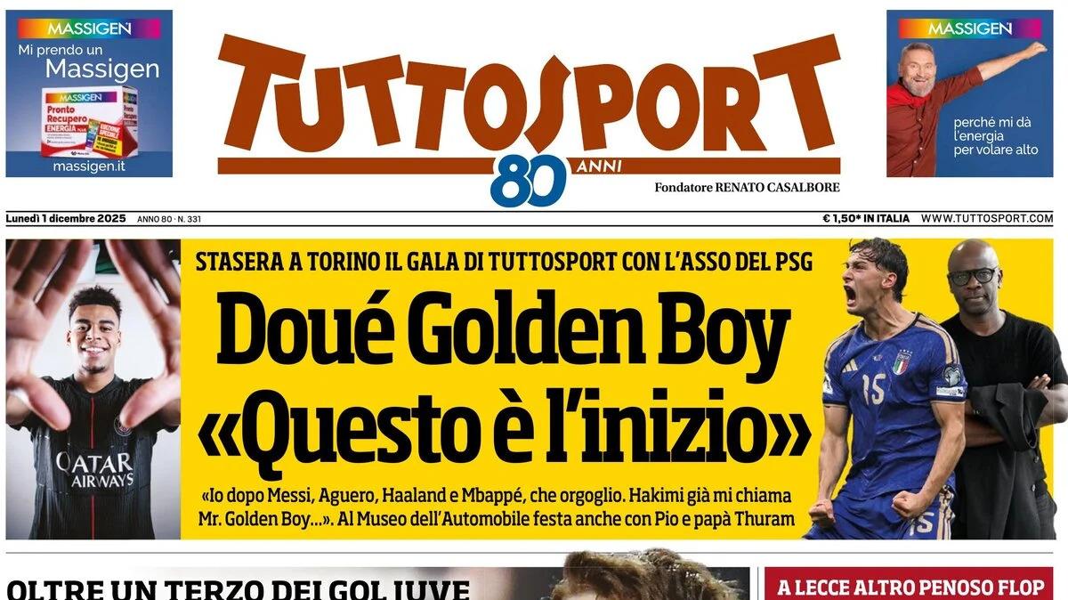 "Lautaro dà due calci al Pisa e ai veleni, Conte ripiglia Allegri", la prima pagina di TuttoSport