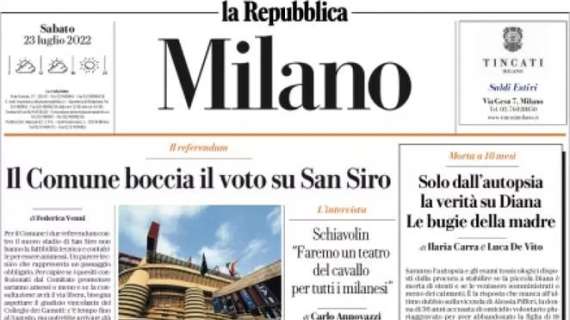 La Repubblica Milano titola in apertura