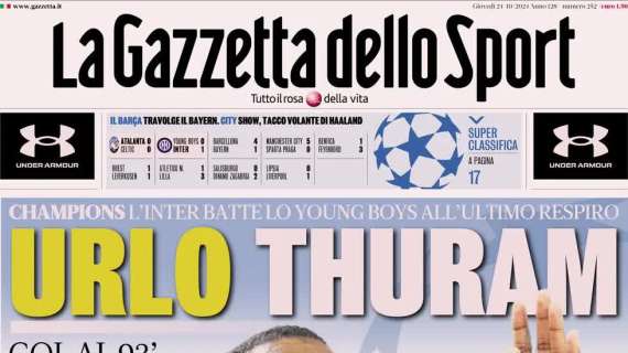 Urlo Thuram, fa gioire l'Inter al 93': le prime pagine dei quotidiani sportivi del 24 ottobre