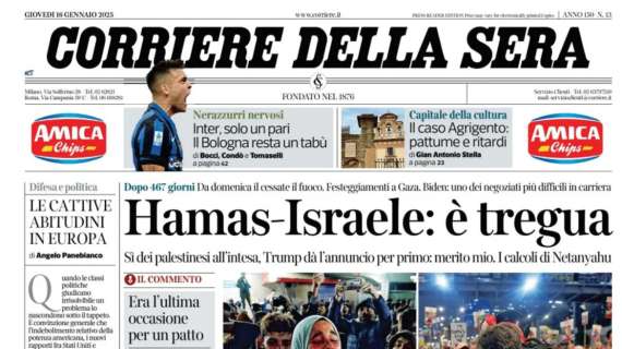 "Inter, idee congelate": l'apertura del Corriere della Sera dopo il pari di San Siro