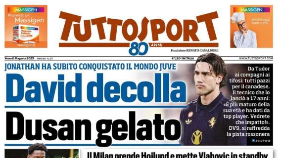 "Vlahovic gelato dal Milan che va su Hojlund": la prima pagina di Tuttosport