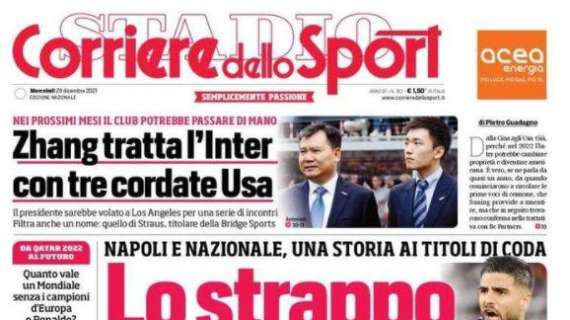 La prima pagina del Corriere dello Sport: "Zhang tratta l'Inter con tre cordate USA"