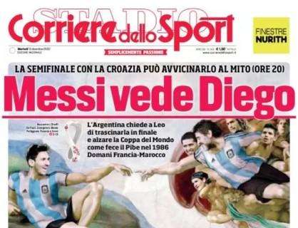 La prima pagina del Corriere dello Sport: "Messi vede Diego, Portogallo su Mou"