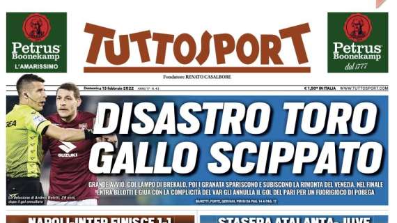 Tuttosport in apertura: "È un pari per il Milan"