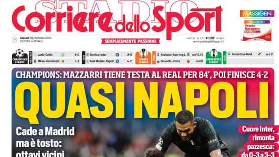 Il Corriere dello Sport in apertura: "Cuore Inter, rimonta pazzesca contro il Benfica"