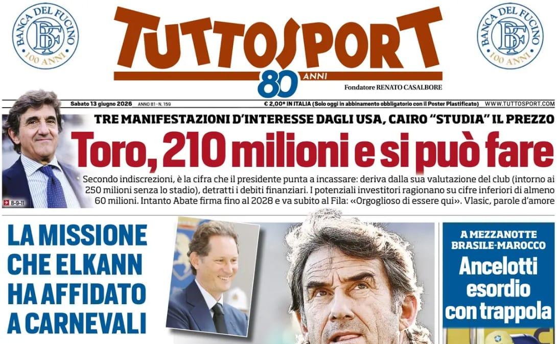 "Più italiana, più forte, più Juve. Vince Ibra: Rangnick scappa": la prima pagina di TuttoSport