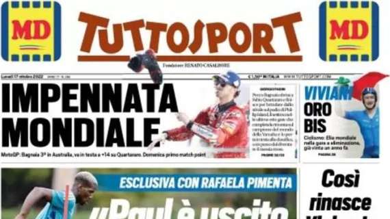 Tuttosport apre con le parole dell'agente di Pogba: "È uscito dall'incubo, trascinerà la Juve"