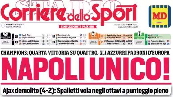 Il Corriere dello Sport in prima pagina: "L'Inter fa tremare il Barca, ora bastano 3 punti col Viktoria"