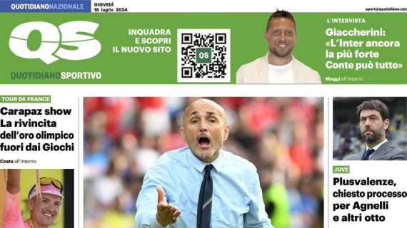 Giaccherini sicuro: "L'Inter è ancora la più forte". La prima pagina del QS - Quotidiano Sportivo