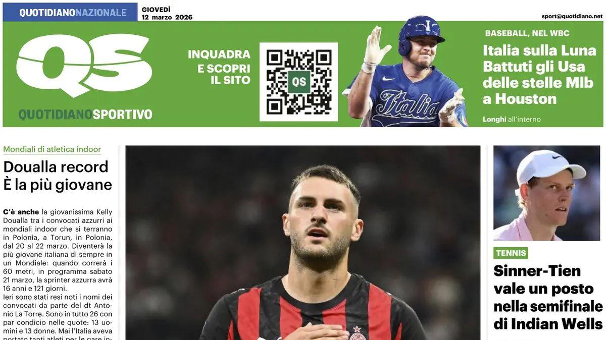 "Milan, Allegri insegue l'Inter con più opzioni. Gimenez per lo scudetto", la prima pagina del Quotidiano Sportivo