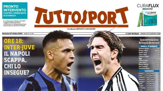 "Il Napoli scappa, chi lo insegue?": la prima pagina di TuttoSport