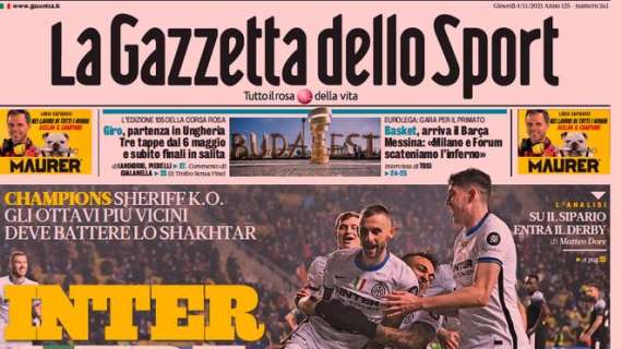 L'apertura de La Gazzetta dello Sport: "Inter a tre stelle"