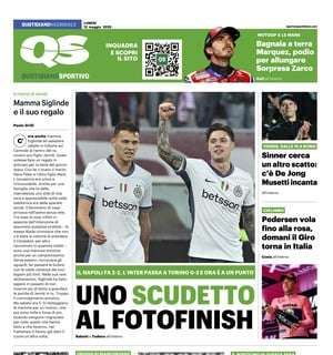 "Uno scudetto al fotofinish. L'Inter risponde presente. Ora si può fare", la prima pagina del Quotidiano Sportivo