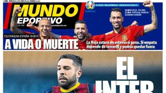 L'apertura del Mundo Deportivo: "L'Inter vuole Jordi Alba"
