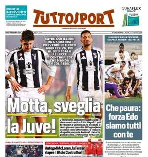 "Prevedibile e poco aggressiva", anche Tuttosport in prima pagina scarica la Juventus