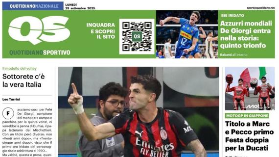 "Milan, cuore da scudetto. Chivu da leader, la nuova cura risveglia l'Inter", la prima pagina del Quotidiano Sportivo