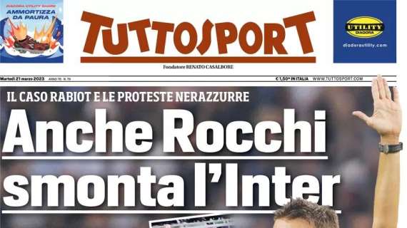 Tuttosport titola in apertura: "Anche Rocchi smonta l'Inter"