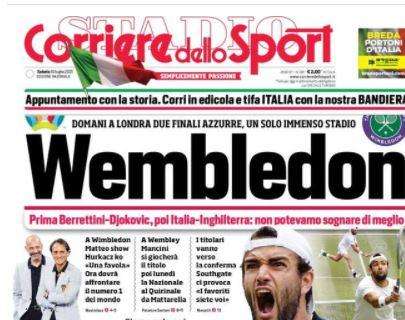 L'apertura del Corriere dello Sport: "Wembledon". A Londra due finali azzurre