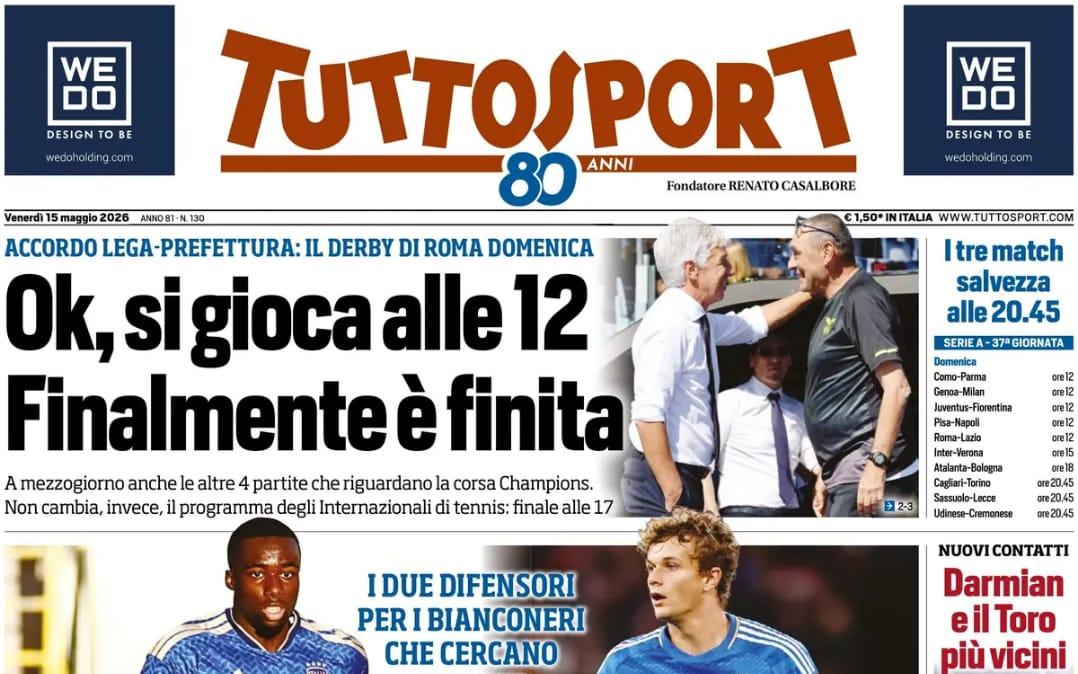 "Via Bastoni? Inter, Solet più Muharemovic". La prima pagina di TuttoSport