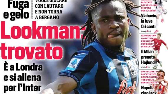 "Lookman trovato, è a Londra e si allena per l'Inter", la prima pagina del Corriere dello Sport